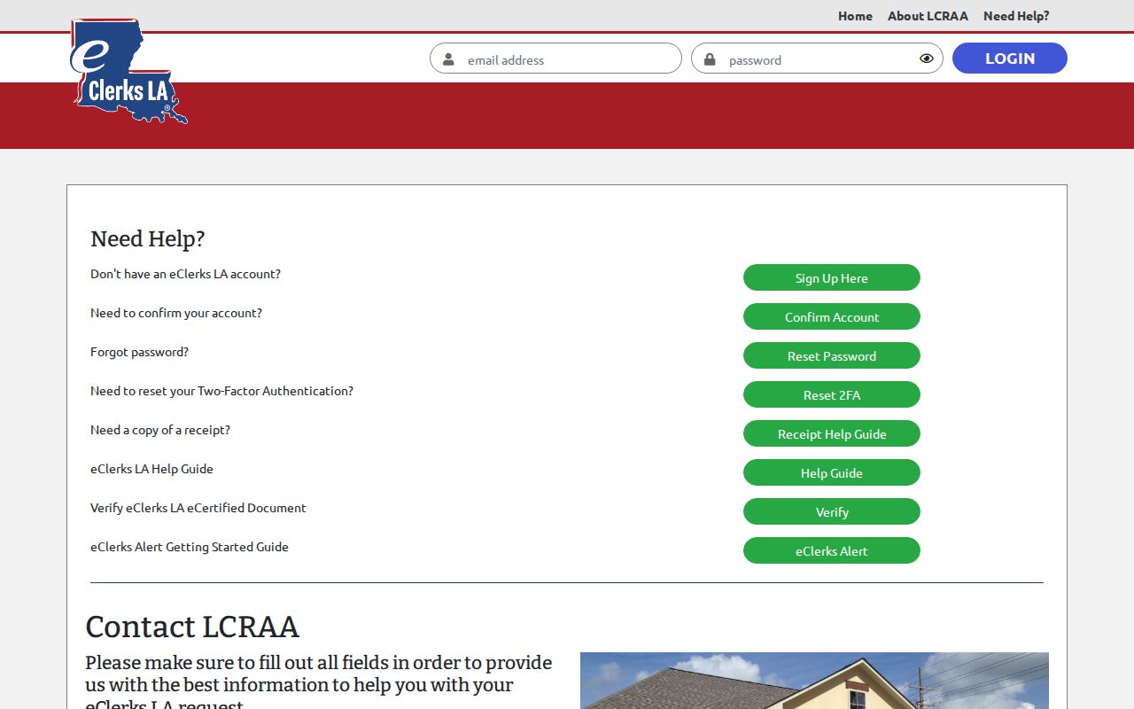 Sabine Parish court records source for eClerks LA and LCRAA contact access