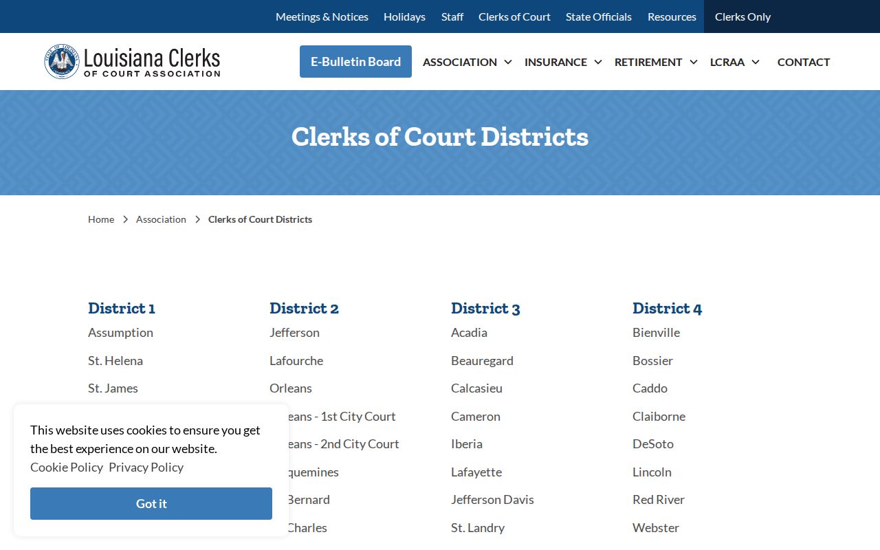Sabine Parish court records source for Louisiana clerks of court district information