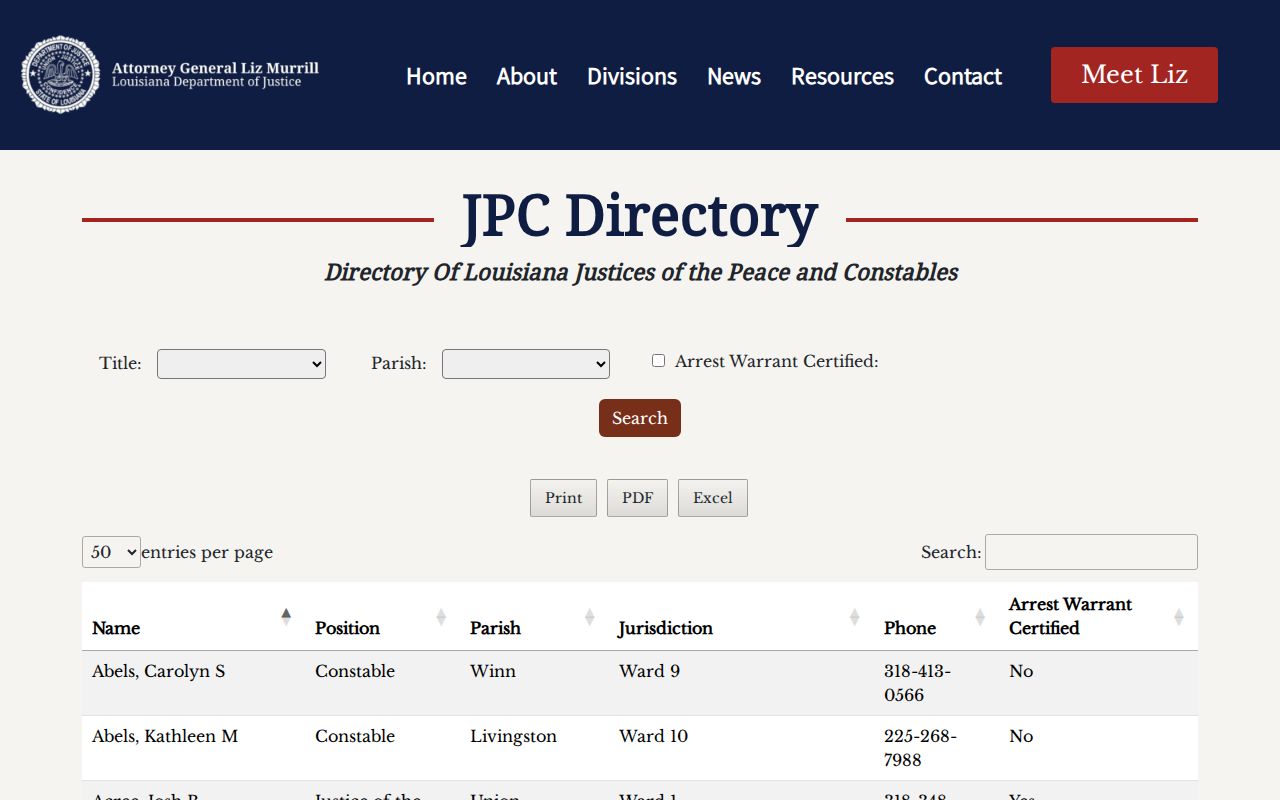 Sabine Parish traffic court record source for Louisiana Justice Court Directory